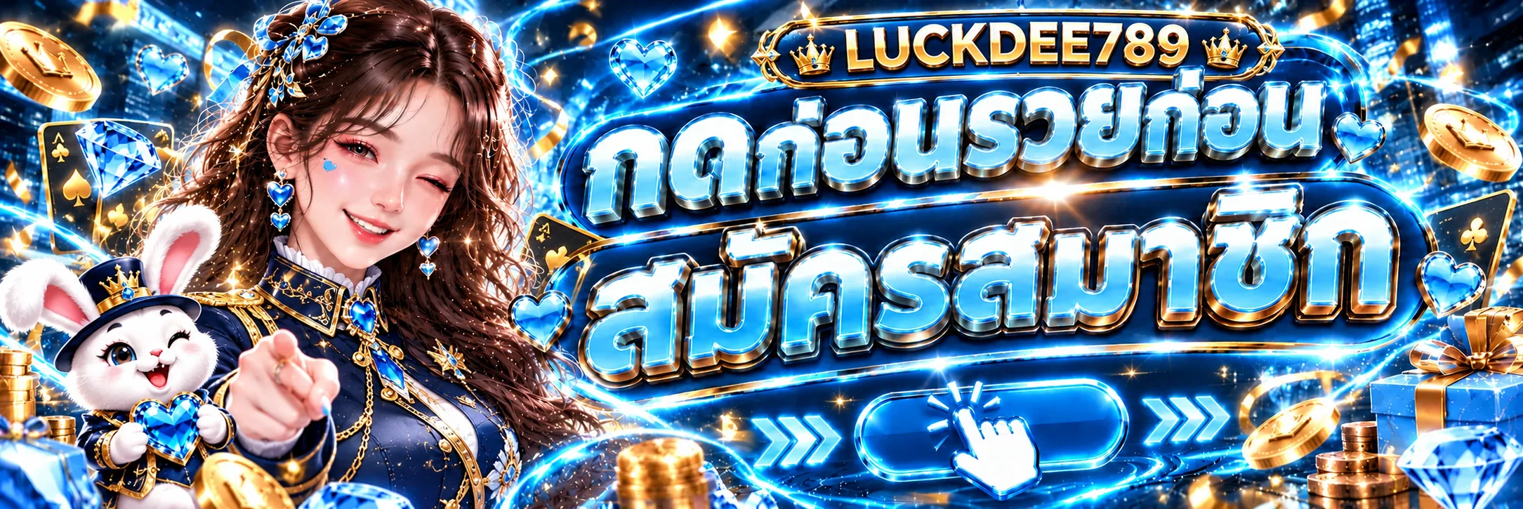 ปุ่มทางเข้าและสมัครสมาชิก LUCKDEE789
